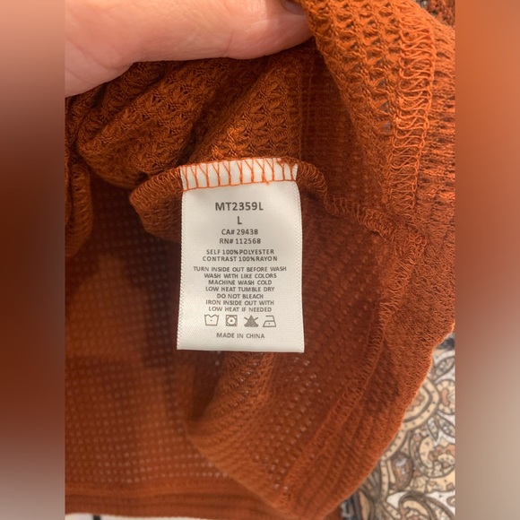 NWT Miss Me Thermal mixed material Bohemian long sleeve top size Large - Picture 5 of 5